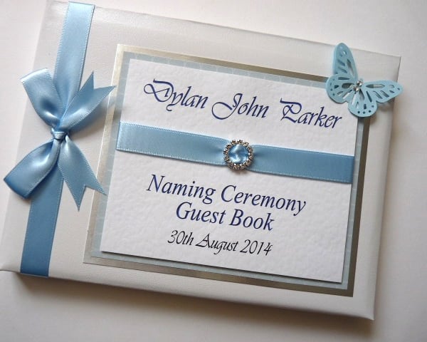 Blue christening guest book, boy christening book, baptism, naming day gift
