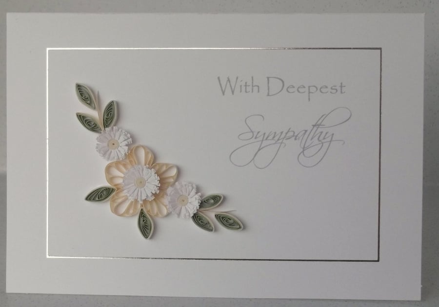 Quilled deep sympathy card, paper quilling, handmade