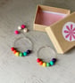 Multi-coloured, mix & match Hoop Earrings, sterling silver, rainbow - Image 1