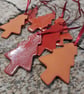 Red handmade ceramic christmas tree hanging decoration - Image 3