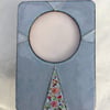 Enamelled photo frame in copper with molten glass flowers - Light grey