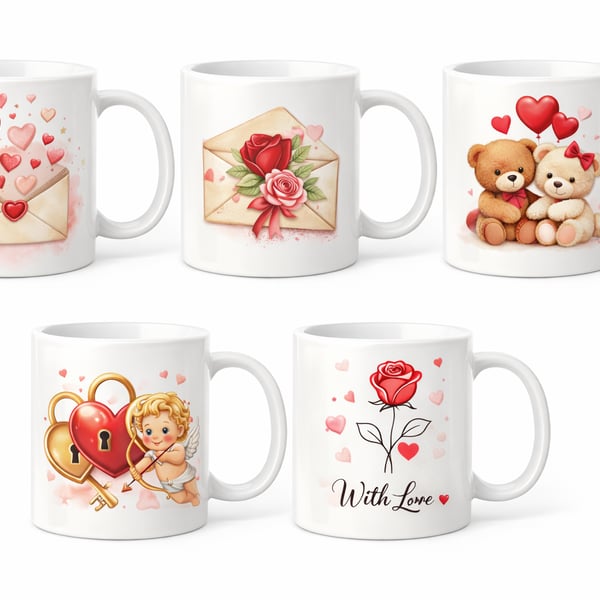 Valentine’s Love Design Mugs – Cute & Romantic 11oz Ceramic