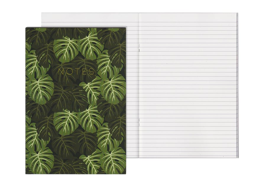 Lined Pages A5 Notebook - Monstera