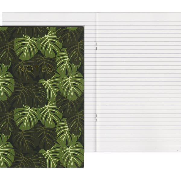 Lined Pages A5 Notebook - Monstera