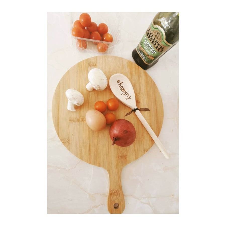 Hashtag HANGRY - Pyrography Burned Wooden Cooking Spoon - 