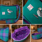 Harris Tweed Large crossbody bag with puffin 
