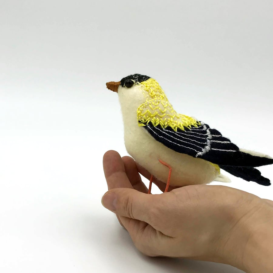 Goldfinch Textile Bird Sculpture, Positivity Bird Gift