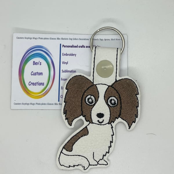 Embroidered Papillion Keyring