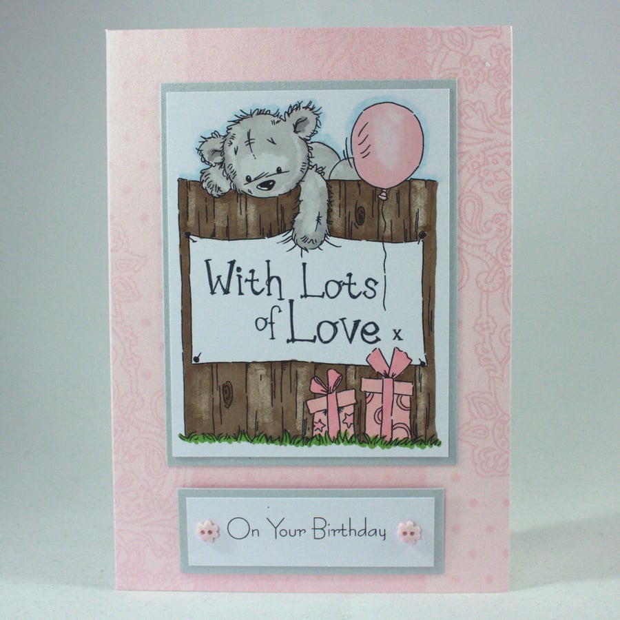 Cute bear birthday card - With Lots of Love