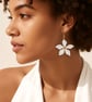 Pearl White Flower Earrings Miyuki Delica Beads Handmade Bridal Jewellery