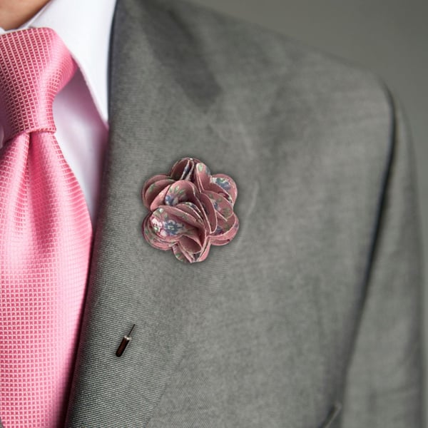 Flower Lapel Pin, Pink Flower, Wedding Buttonhole