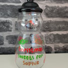 Personalised snowman jar for sweets or pet treats for Christmas
