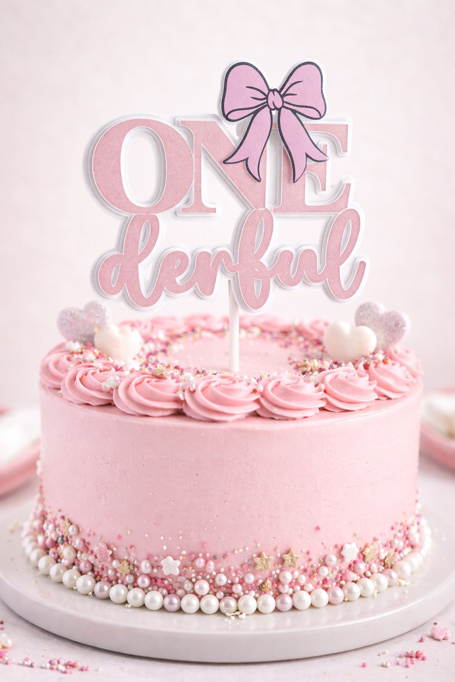 ONE derful First Birthday Cake Topper. Wonderful Birthday Cake Topper. 
