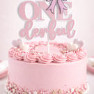 ONE derful First Birthday Cake Topper. Wonderful Birthday Cake Topper. 
