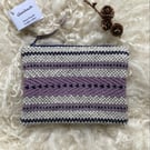 Wool Mini Pouch - Dusky Lilac: Handwoven in Wales