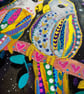 Lovebirds in the Moonlight Original Art on a black canvas - Image 3