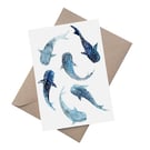 Watercolour Whale Sharks: A5 Blank Greetings Card 