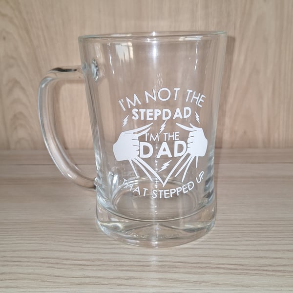 Stepdad The Dad That Stepped Up Beer Glass Tankard Father's Day Christmas Gift