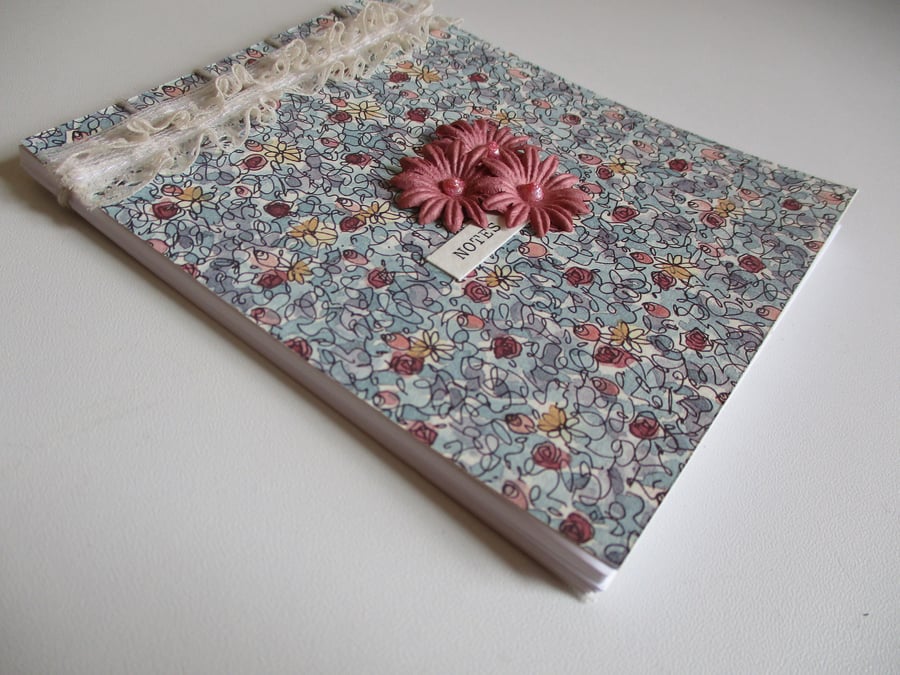 Lacy Floral Notebook - Shabby Chic - Notepad - Jotter - Doodle