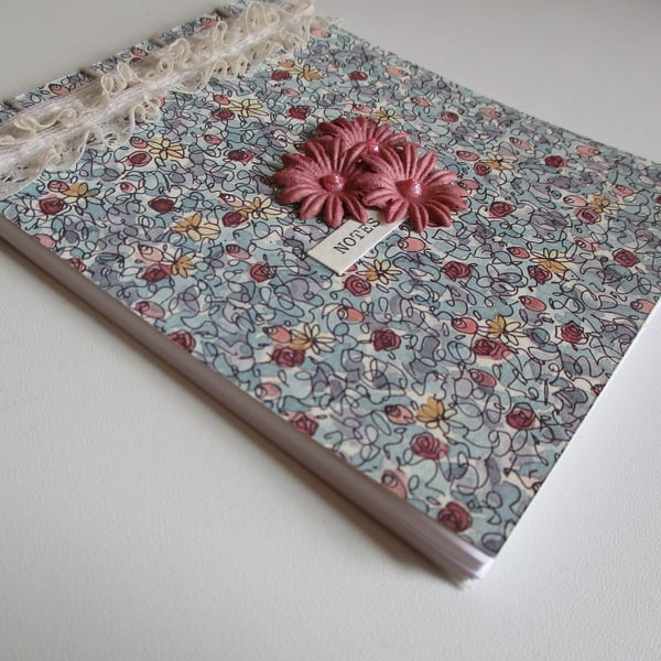 Lacy Floral Notebook - Shabby Chic - Notepad - Jotter - Doodle