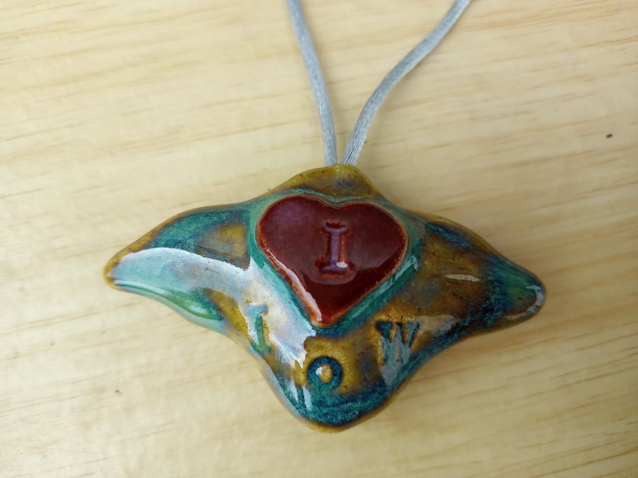 Miniature I love Isle of Wight hanging ornament 