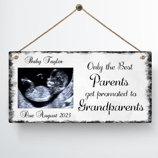 Personalised Grandparents Promoted Photo Hanging Metal Wall Plaque Gift Present