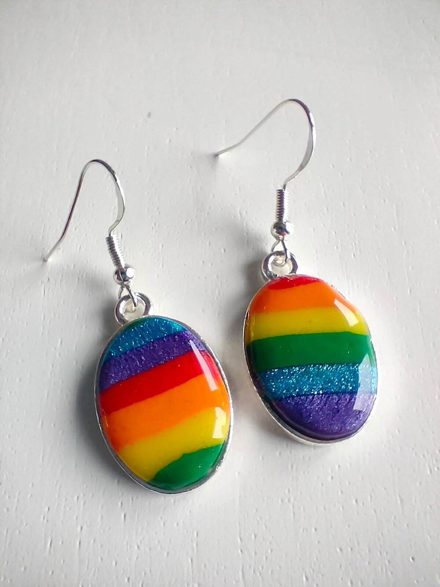 Oval Rainbow Earring Drops