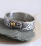 Silver Rune Ring Band With Gold Rivet - Image 2