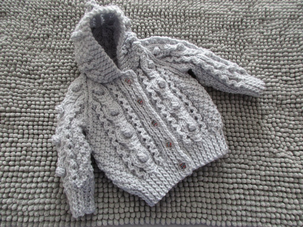 16" Baby  Aran Jacket with Hood