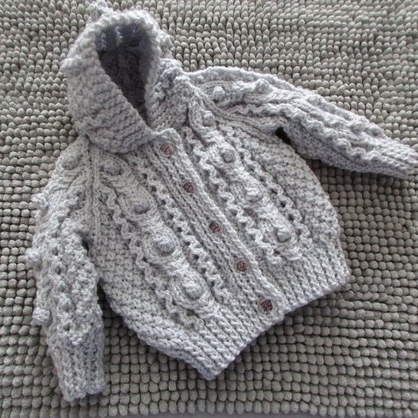 16" Baby  Aran Jacket with Hood
