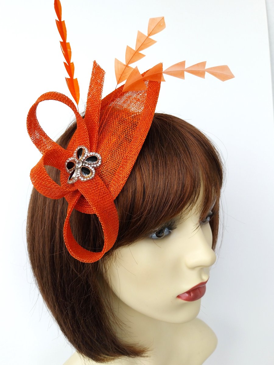 Greta Burnt orange fascinator