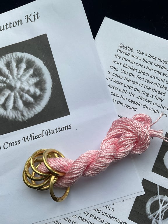Kit to Make 6 x Dorset Cross Wheel Buttons, Pale Pink