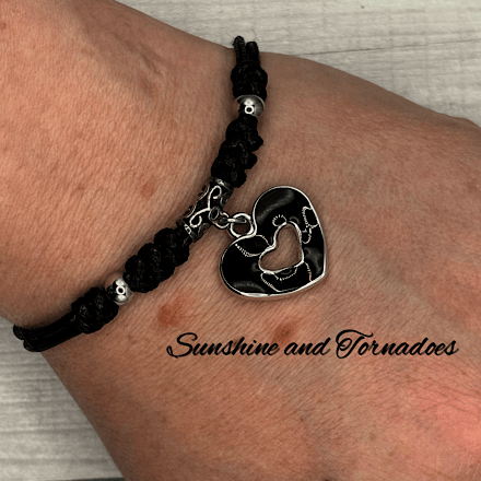 Handmade Adjustable Heart Bracelet, Korean Waxed Cord Bracelet, Gift for Her.