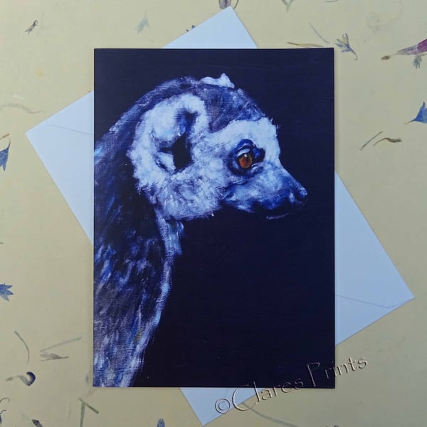 Ring Tailed Lemur Blank Greeting Card From my Original Acrylic Painting