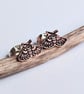 Copper Moth Stud Earrings - Sterling Silver Posts - Image 6
