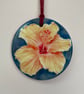 Flower ornament - Orange Hibiscus - tropical flower, tropical Christmas decor - Image 1