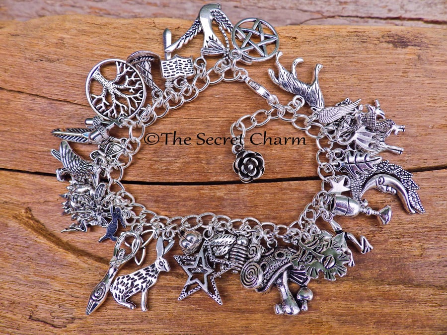 Pagan Wiccan Witch's Charm Bracelet, Loaded Bracelet