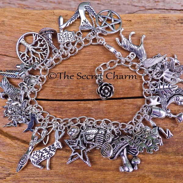 Pagan Wiccan Witch's Charm Bracelet, Loaded Bracelet