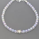 Metallic and clear seed bead star bracelet