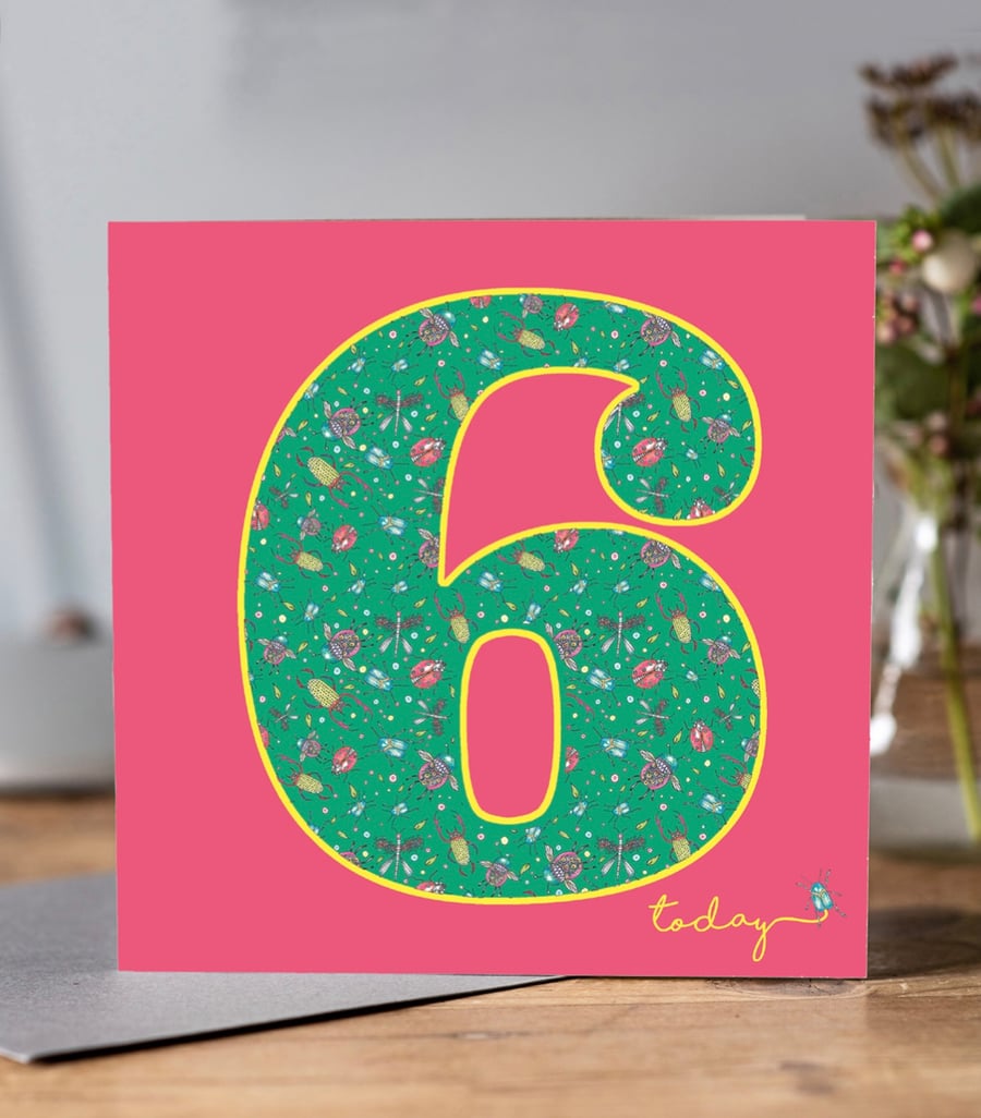 Child’s Age 6 birthday card 