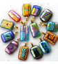 Turquoise Patchwork Dichroic Glass Pendant 196 silver plated chain - Image 8