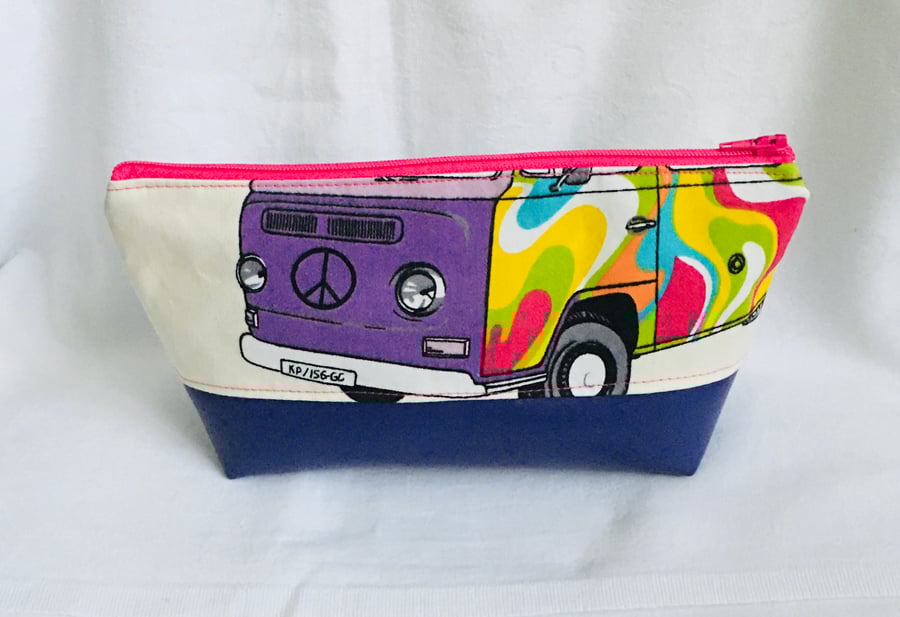 Retro Make-Up Bag, Classic VW Camper Cosmetic Bag, Unique Make up Bag.
