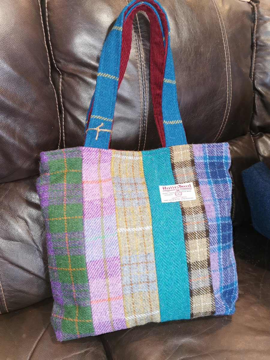 Harris Tweed patchwork shopper bag. 