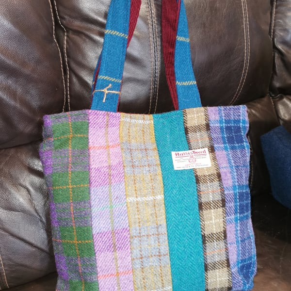 Harris Tweed patchwork shopper bag. 