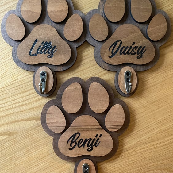 Your Pets Name Personalised Dog Lead Hooks - Single or Double
