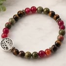 Mens Gemstone Tree of Life Bracelet
