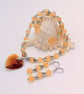 Jewellery Set with Yellow Topaz Beads, Cones and a Golden Brown Crystal Heart - Image 7