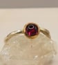 Rhodolite Garnet Ring - Sterling Silver Gold Bezel - Size K - Image 9