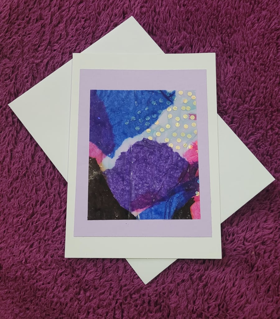 Handmade blank white card glossy tissue paper design with white envelope 