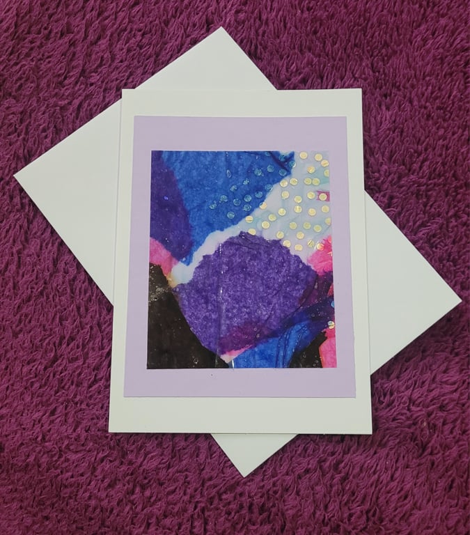 Handmade blank white card glossy tissue paper design with white envelope 